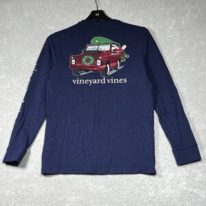 Vineyard Vines Shirt Long Sleeve Merry Christmas Youth Large Red Car